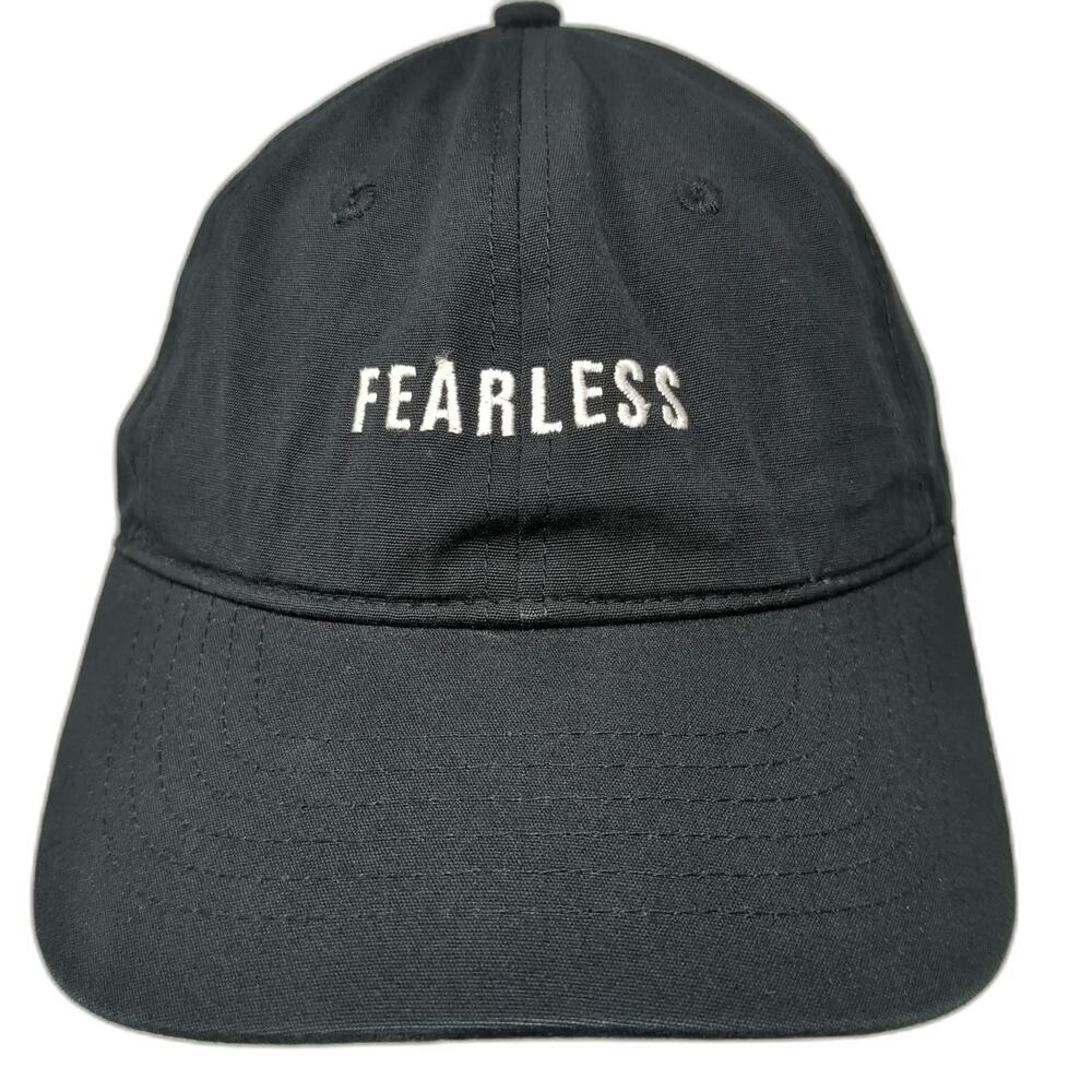 as colour Baseball Cap Black One Size Fearless Embroidered Cotton Slideback Hat